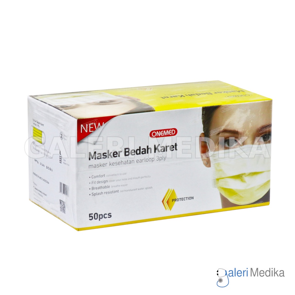 Onemed Masker Bedah Karet / Masker Earloop 3 Ply Earloop Box Isi 50 Pcs