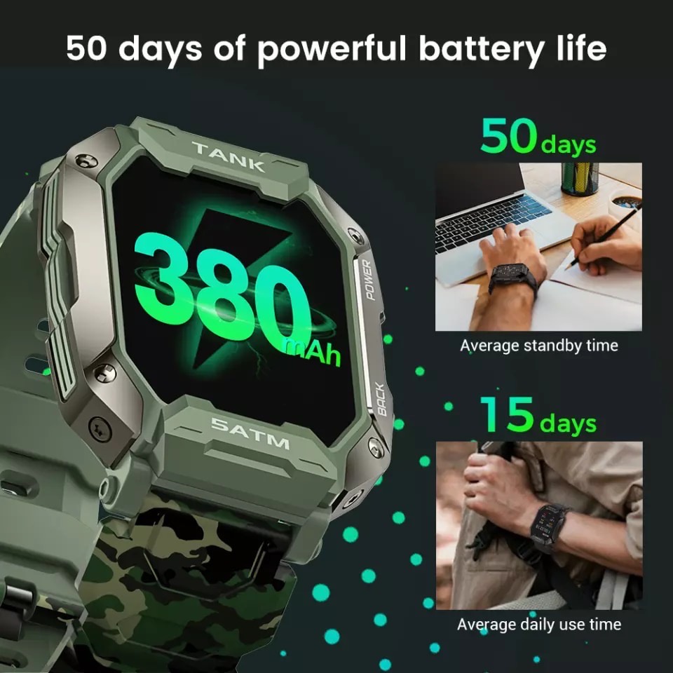 KOSPET TANK M1 Rugged Smartwatch 1.72&quot; 5ATM IP69K Waterproof 380Mah Original 100%