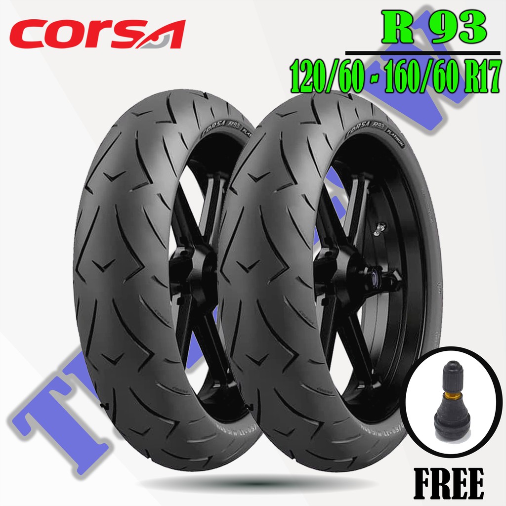 Sepasang Ban Tubeless Motor Batangan MOGE CORSA R93 120/60 - 160/60 Ring 17 Tubeless
