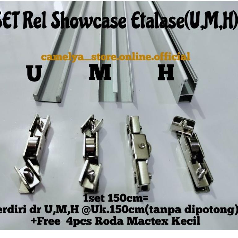 ➠7u Sale➠ U,M,H Silver Etalase Aluminium Per Meter +Roda / Rel Kaca Showcase Etalase Aluminium Per M