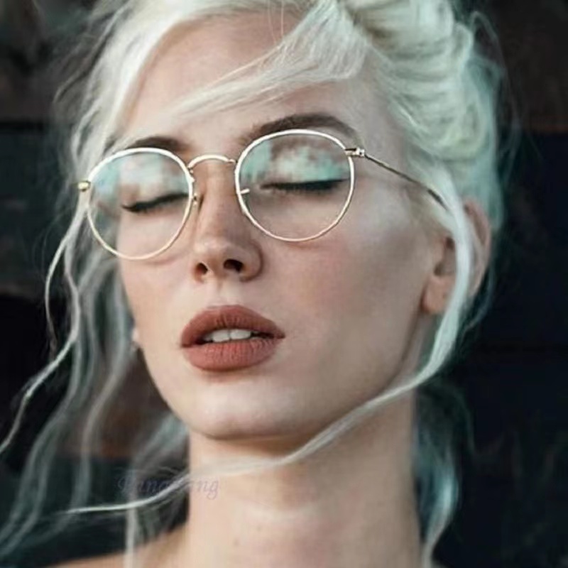 rowling(14-3)Kacamata Lensa Rangka Transparan Retro Vintage Metal Frame Eyeglasses Kacamata Fashion