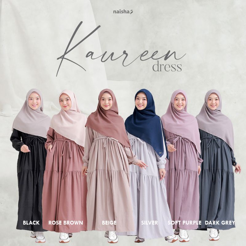 Jual Baju muslim kekinian Kaureen dress Original by Naisha | Shopee