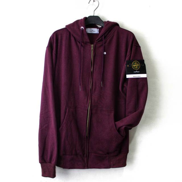 stone island burgundy hoodie