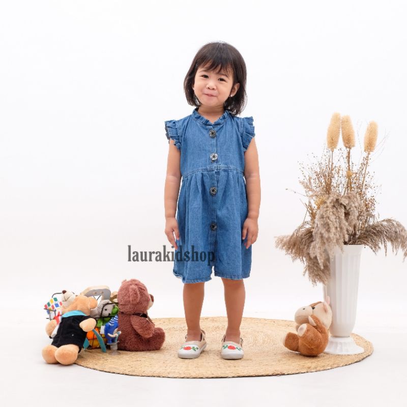 Dress Anak Perempuan / Dres Anak Perempuan / Dress Jeans Anak REMPEL By Laurakids 1-4 Tahun