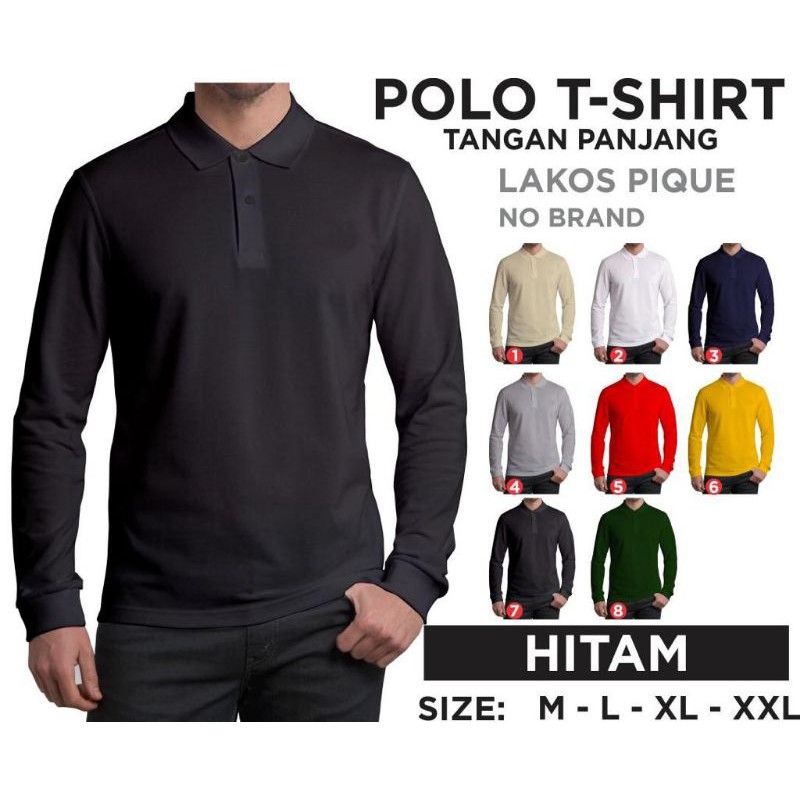 Noveli wear - Kaos kerah pria polo shirt lengan panjang | kaos polos pria seragam kerah polos dewasa M L XL XXL