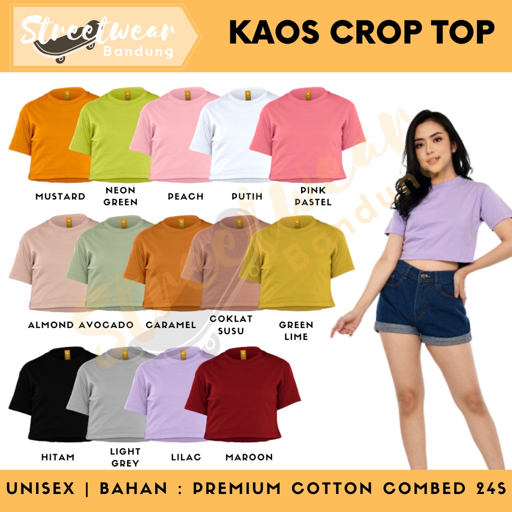 KAOS CROP TOP BANDUNG WANITA / PRIA KUALITAS TERBAIK