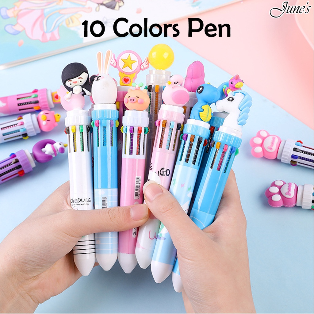 

10in1 Colorful Pen Character Pulpen Berkepala Karakter Unicorn Catpaw Falmingo Stationery Perlengkapan Sekolah