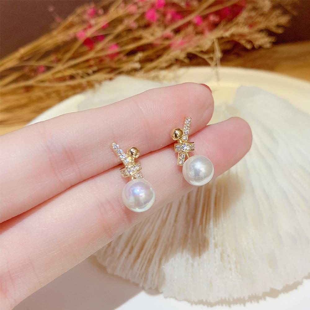 Needway   Anting Mutiara Wanita Wanita Elegan Fashion Perhiasan Temperamen Manis