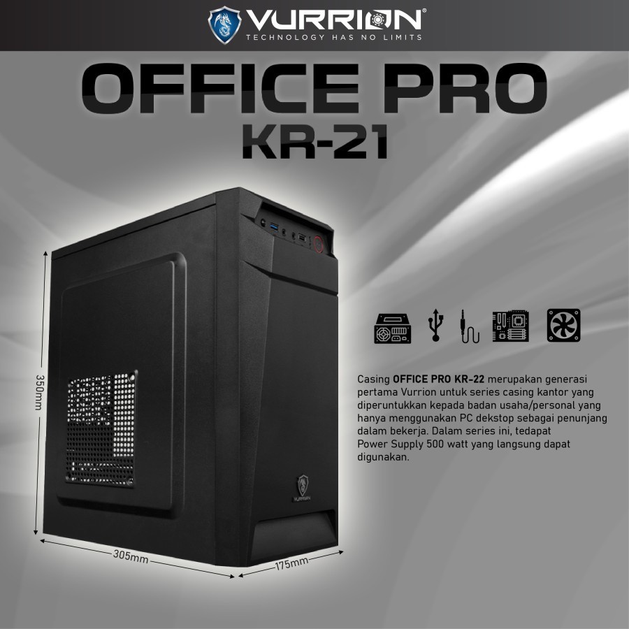 Casing Komputer Vurrion Office Pro KR-21 Include PSU 500WATT / Casing PC Vurrion KR21