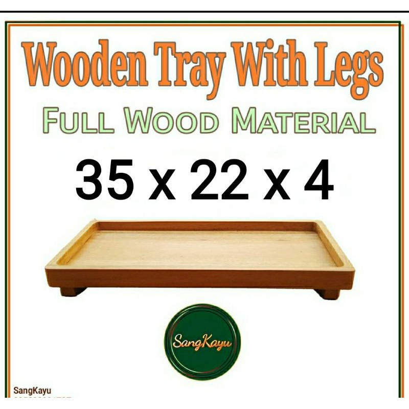 Nampan kayu kaki 35x22x4 Wooden tray with legs kotak penyimpanan kayu