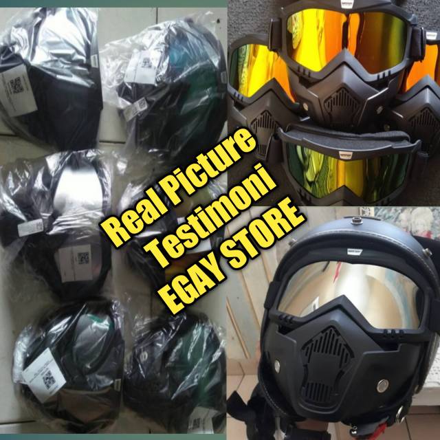 Goggle Helm Mask Set Kacamata Gogle Goggles Gogles Set Masker Motor Cross Aksesoris Pengendara Murah