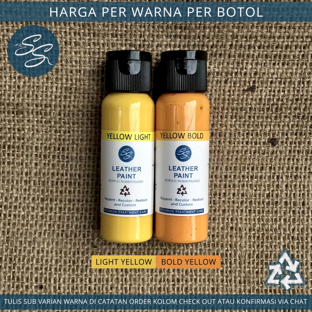 Cat Sepatu Kulit SS Leather Paint - Acrylic Rubber Cat Midsole, Rubber, Boost - Cat Tas Jaket Kulit-Yellow Light/Bold