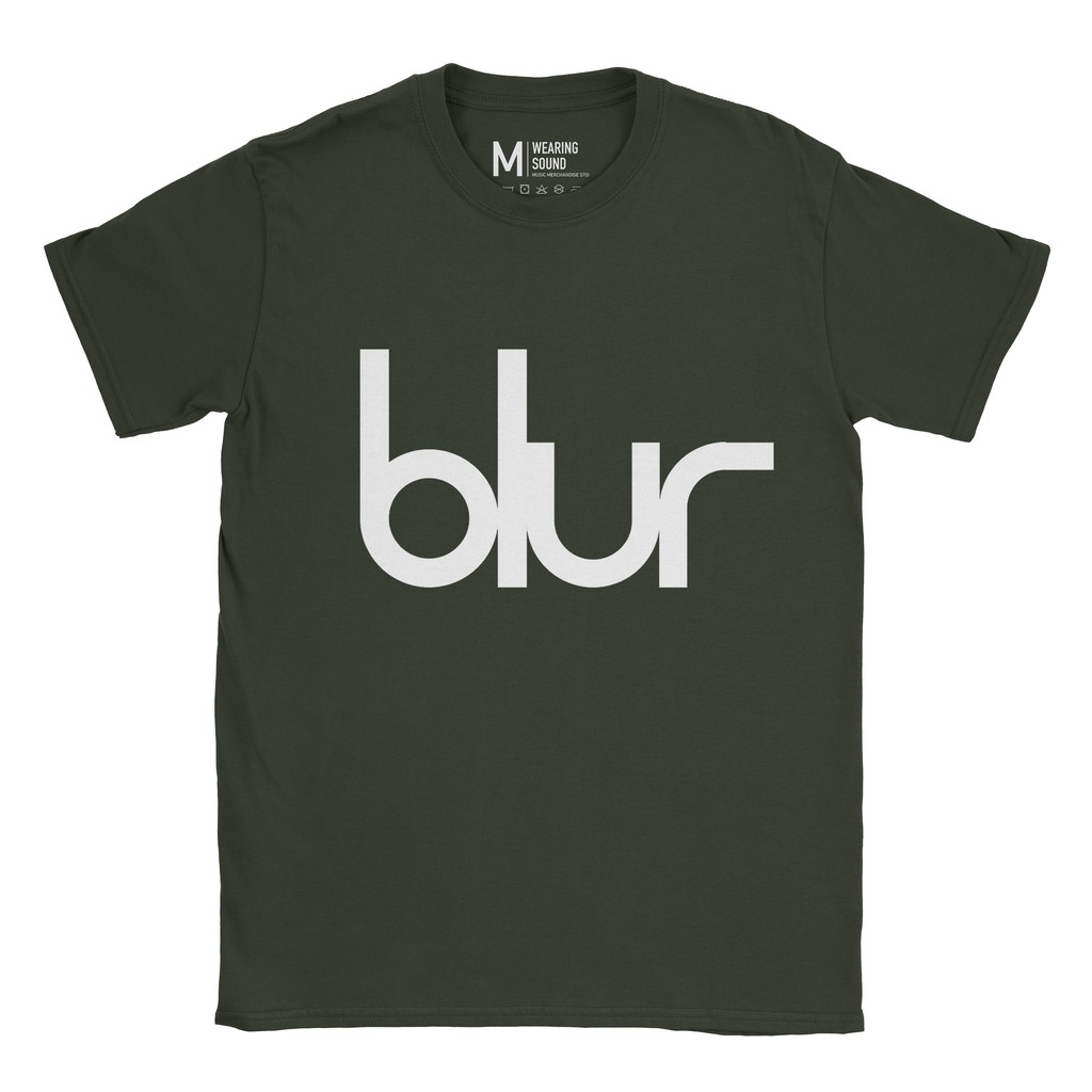 Baju Kaos Band Blur Logo Forest Green