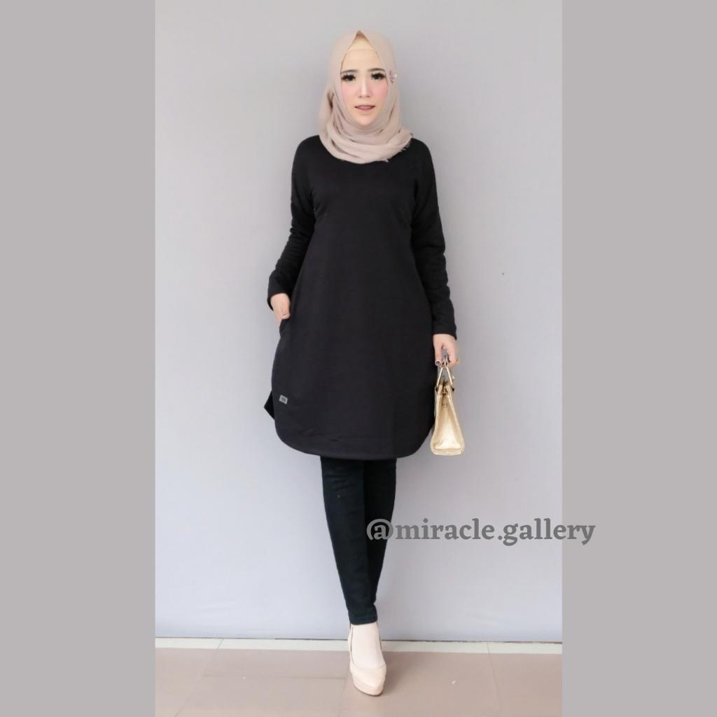 Blouse Tunik POLOS Bahan BebyTerry Tebal / Fashion Muslim Atasan