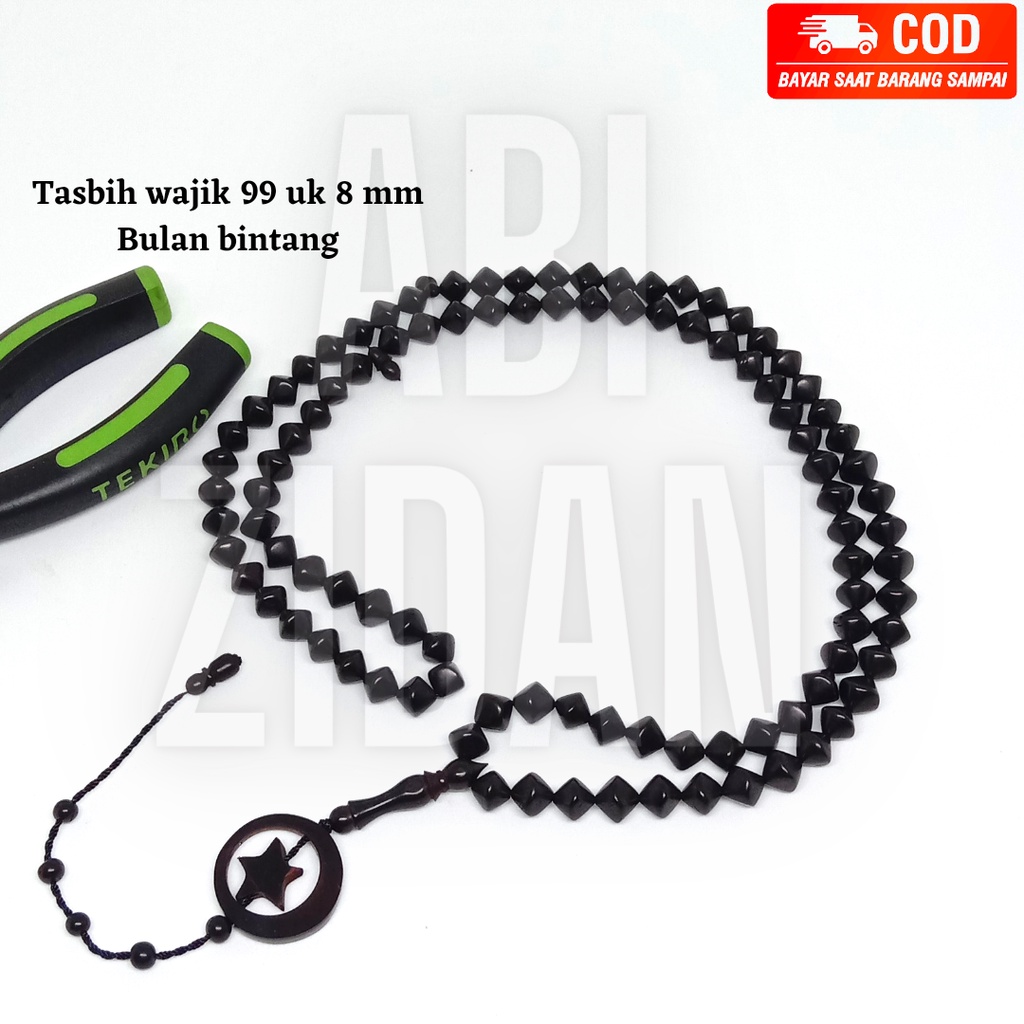 tasbih kokka kauka kaoka kaokah kokkah kaukah asli original model wajik 99 ukuran 8 mm bulan bintang