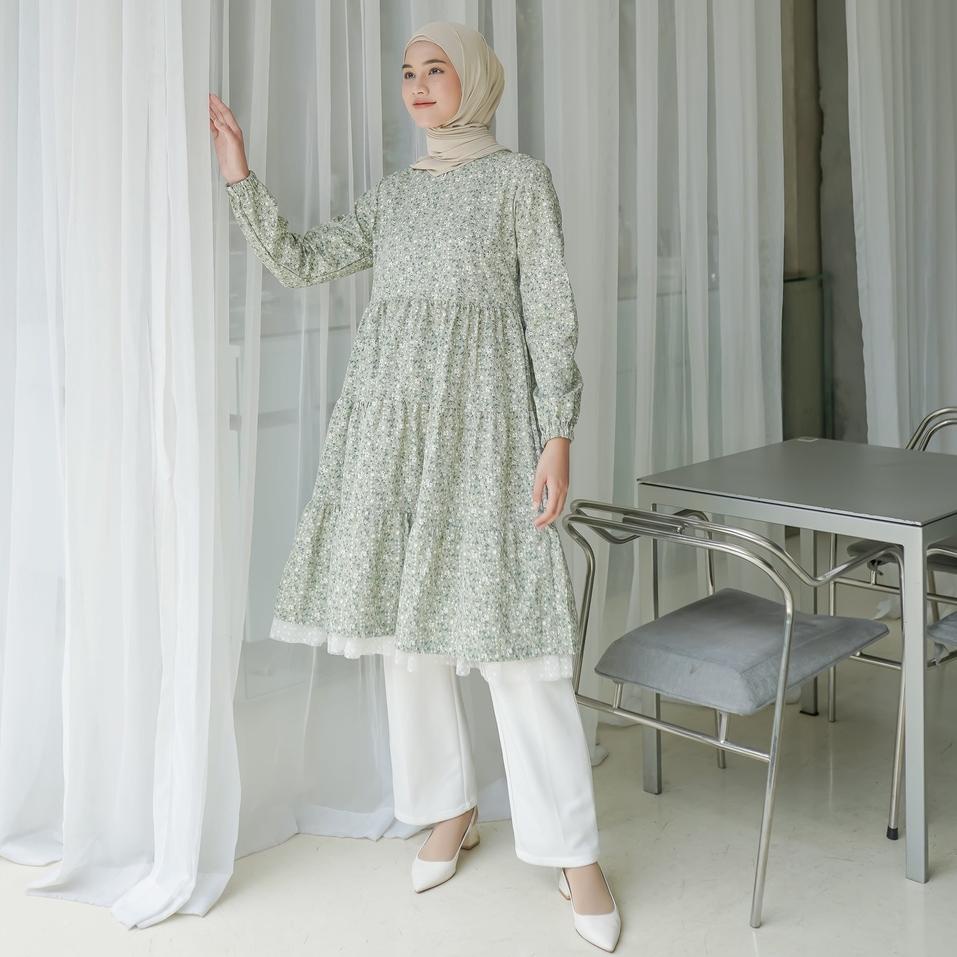 Vienna Tunik Busui Tunik Bahan rayon crinkle + tulle Size S-XL ‑ KKN.896323