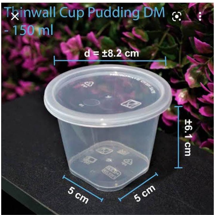 (25 pcs) CUP PUDING 150ML - THINWALL DM / Wadah Microwavable Transp / Mangkok / Kotak Makanan