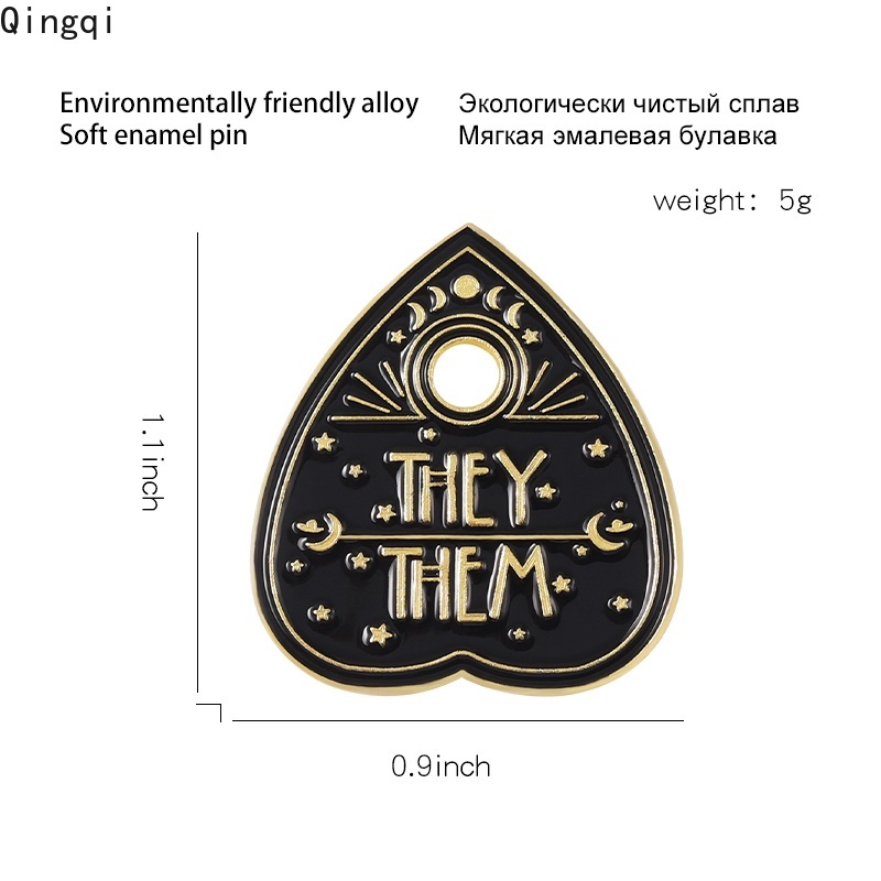 Bros Pin Enamel Desain Sekop Pronouns Warna Hitam Gaya Punk Untuk Hadiah Teman