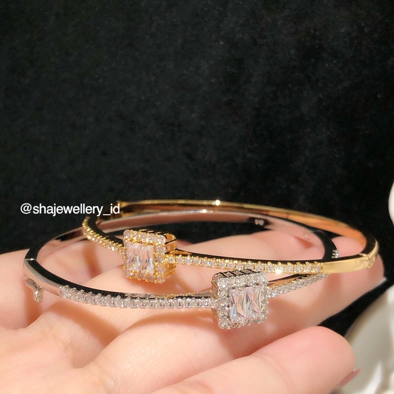 Gelang Titanium Lapis Emas Vier Diamond