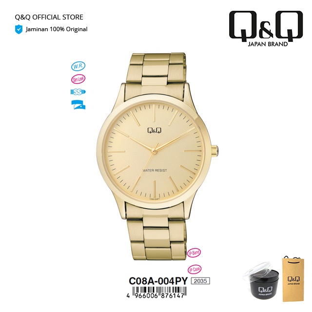Q&Q QnQ QQ Jam Tangan Arloji Pria Fashion Analog Stainless Steel Rantai - C08 C08A Water Resist 3 BAR-0