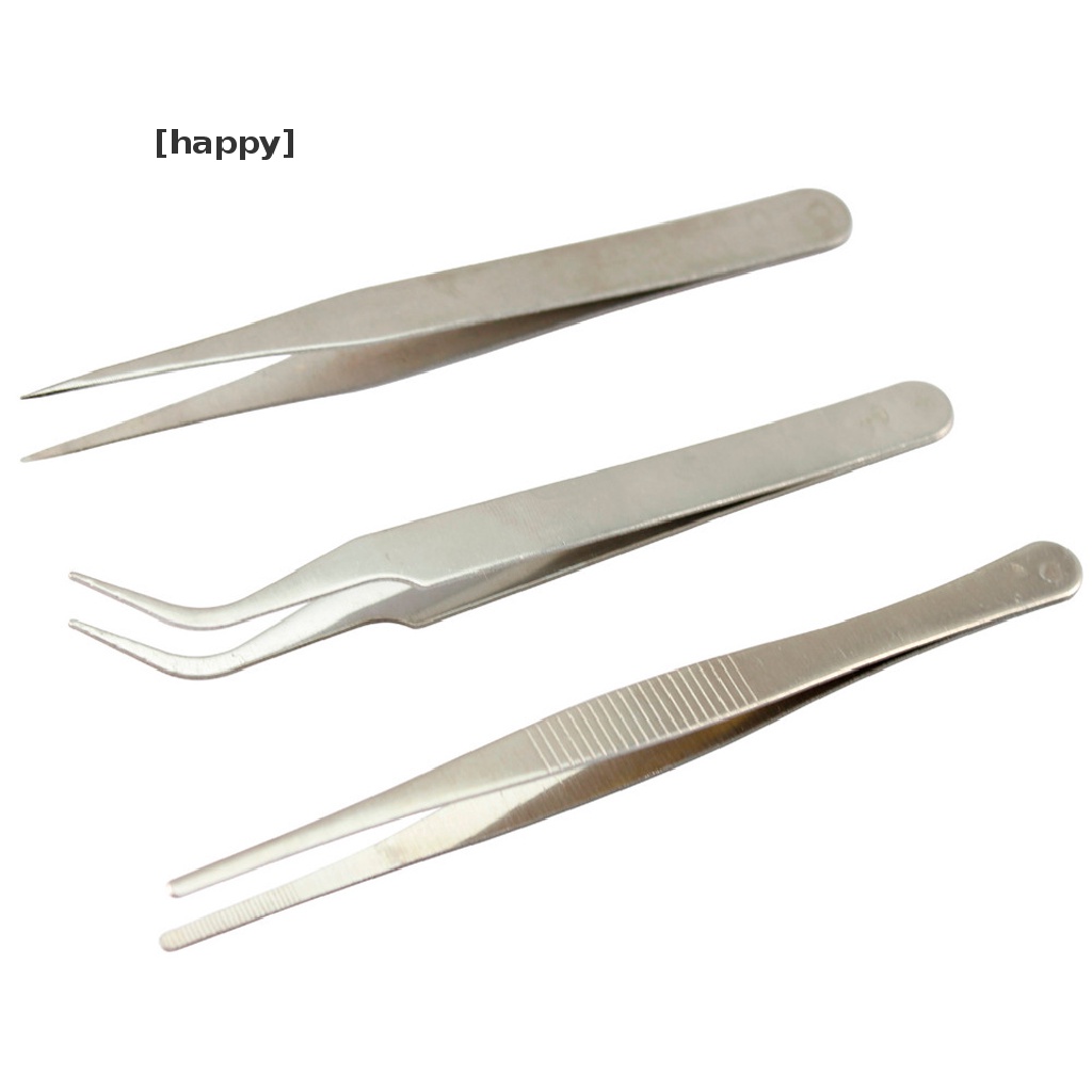 Ha 3pcs / Set Pinset Presisi Bahan Stainless Steel Untuk Reparasi Elektronik