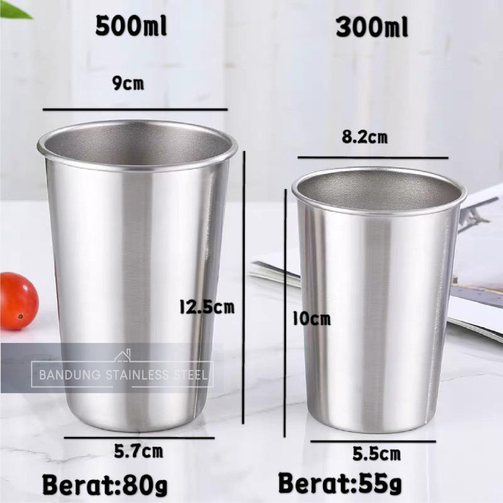 SUS 304 gelas beer wine milk tea kopi wiski cup 300ml 500ml stainless