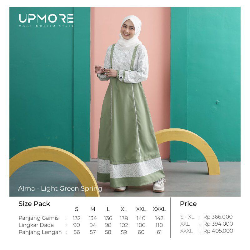 [COD] PROMO UPMORE ALMA - GAMIS WANITA UPMORE || ORIGINAL || Upmore Alma Wild Rose, Light Green