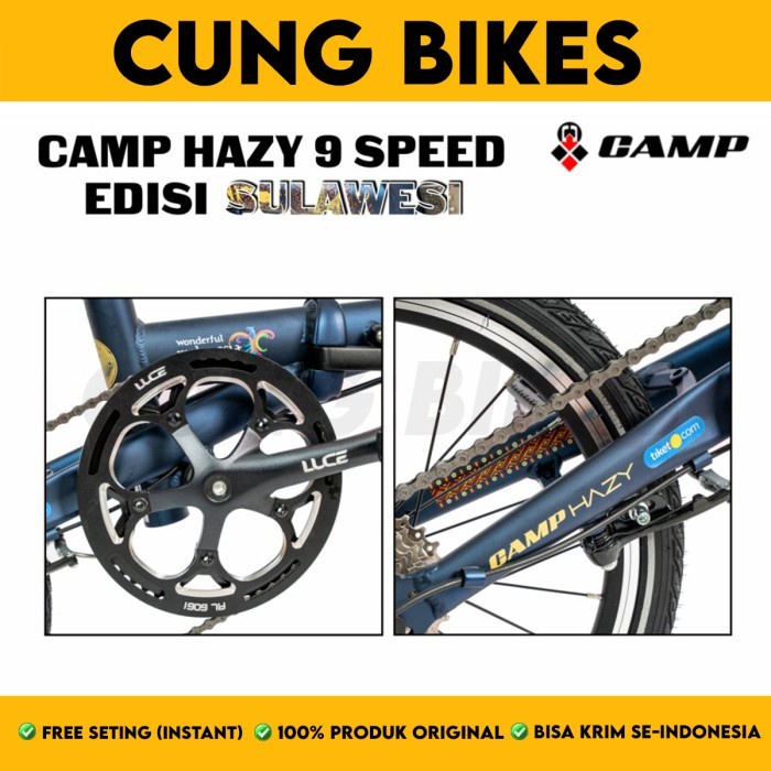 Sepeda lipat 16 inch folding bike Camp Hazy 9 speed Sulawesi Edition wonderfull Indonesia