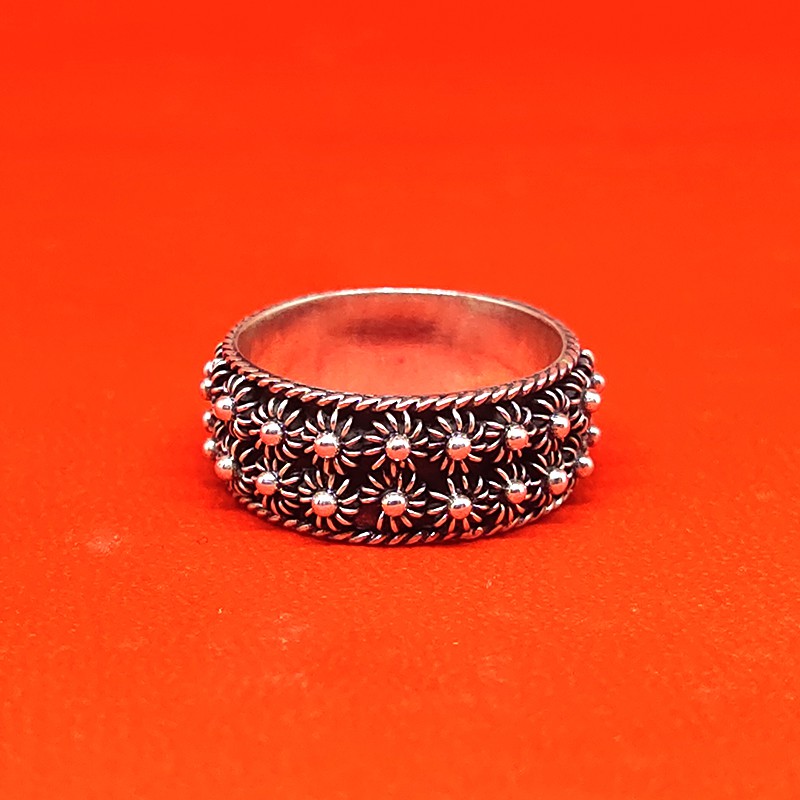 Cincin Ring Perak silver Bali Polos Bunga Ratna Tumpuk Double Asli 925 Pria Laki Wanita Custom