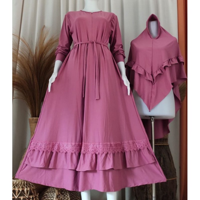 set hijab Jersey Stella terbaru/terpopuler/terlaris/COD-Pink