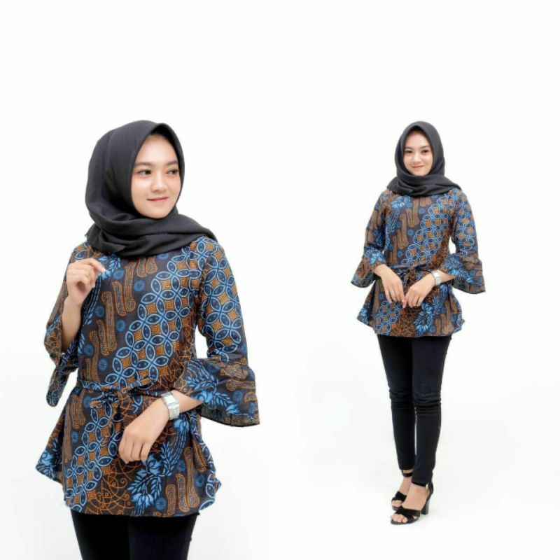 BLUES BATIK WANITA MOTIF KEKINIAN
