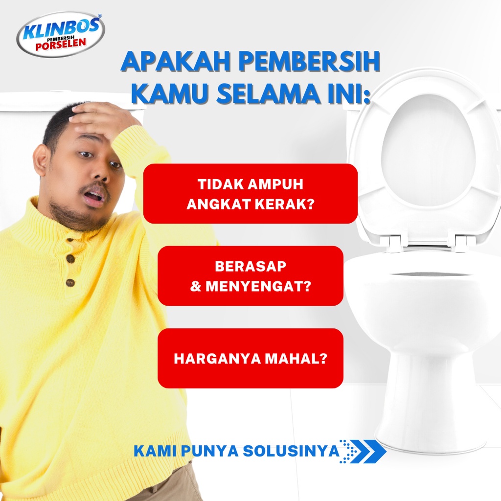 KLINBOS PORSELEN 1 LITER Pembersih Kerak 5X Lebih Kuat Untuk Kamar Mandi Keramik Toilet Kaca WC