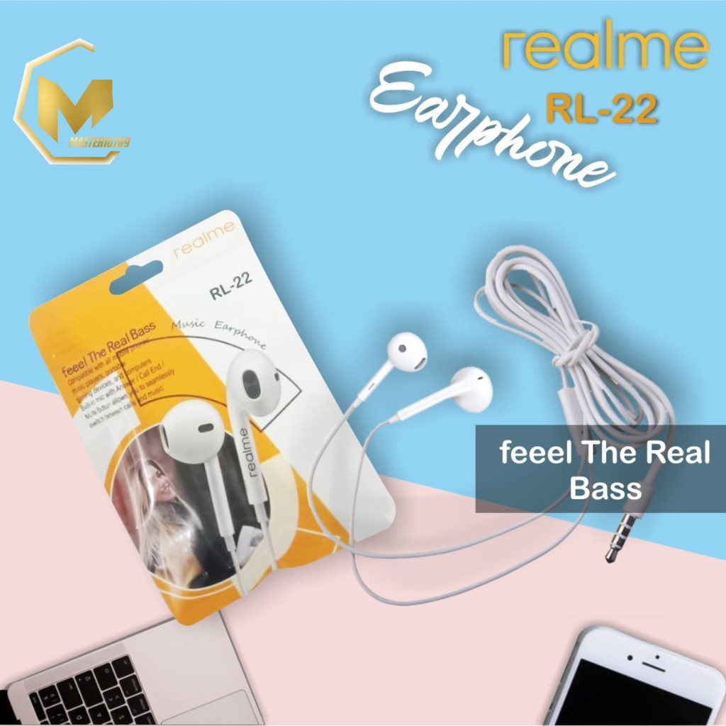 BM087 Headset heasdfree hf ORI REALME RL-22 mega BASS Jack 3.5mm 2 3 5 6 7 8 pro c1 c2 c20 c21 MA1105