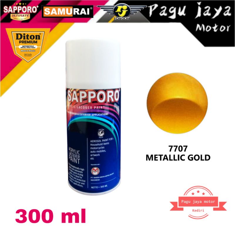 sapporo 300ml metallic metalik gold 7707 spray paint cat semprot