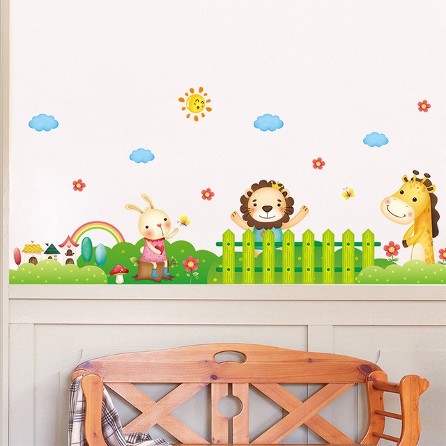 Reliza Wall Sticker Animals Garden Pagar Hewan Anak Stiker Dinding LDR7181