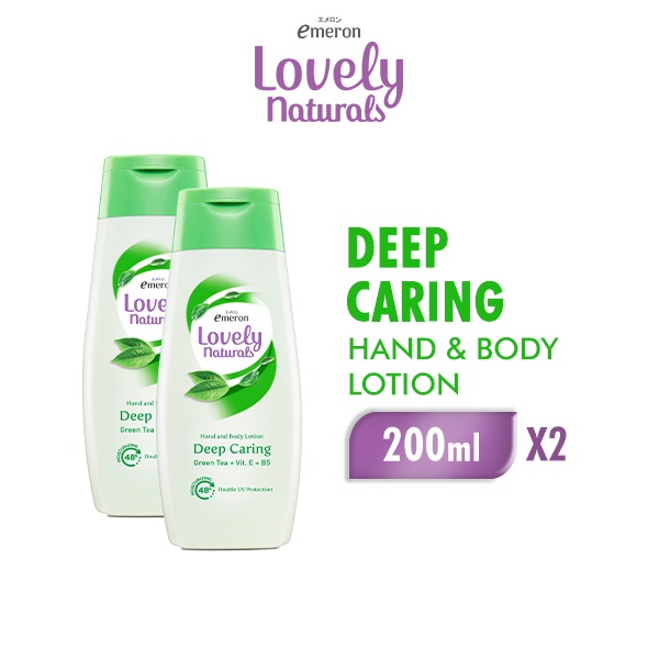 Emeron Lovely Naturals Hand & Body Lotion Deep Caring Green Tea 200 ml x2