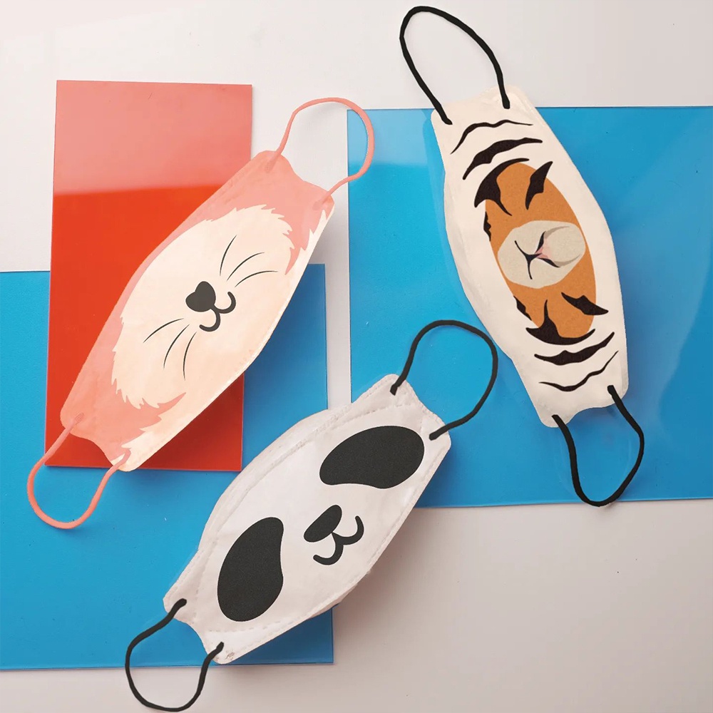 Pokana 4D KF94 Kids Mask Earloop Animal Print Glam Series Isi 12Pcs