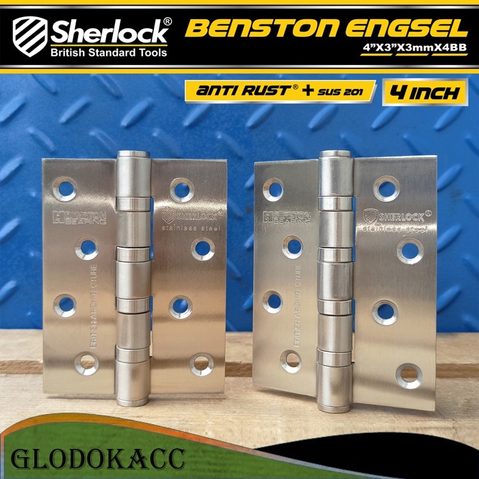 Engsel Stainless Steel 201 Ball Bearing Sherlock Engsel Pintu 4 INCH