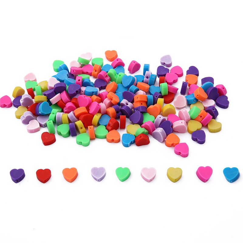 30Pcs/lot 9x10mm Clay Love Heart Spacer Solid Bead Polymer Clay Loose Beads Needlework For Jewelry Making Bracelets Earrings DIY