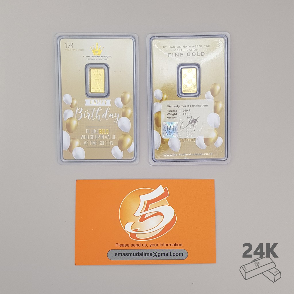 LM Emas Logam Mulia Hartadinata Edisi Happy Birthday 1 Gram (1) Gift Series ACC LM HT Gold size micr