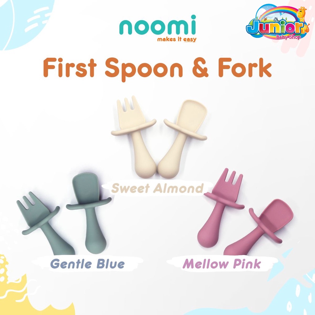 Noomi SIlicone First Spoon &amp; Fork Set - Sendok Bayi