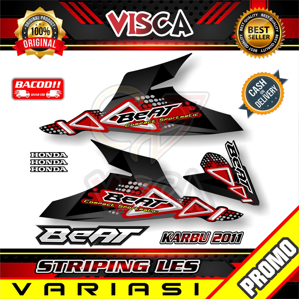 Les Striping Beat Karbu - Stiker Sticker Striping Variasi Lis Honda Beat Karbu 2008-2012 - Striping 
