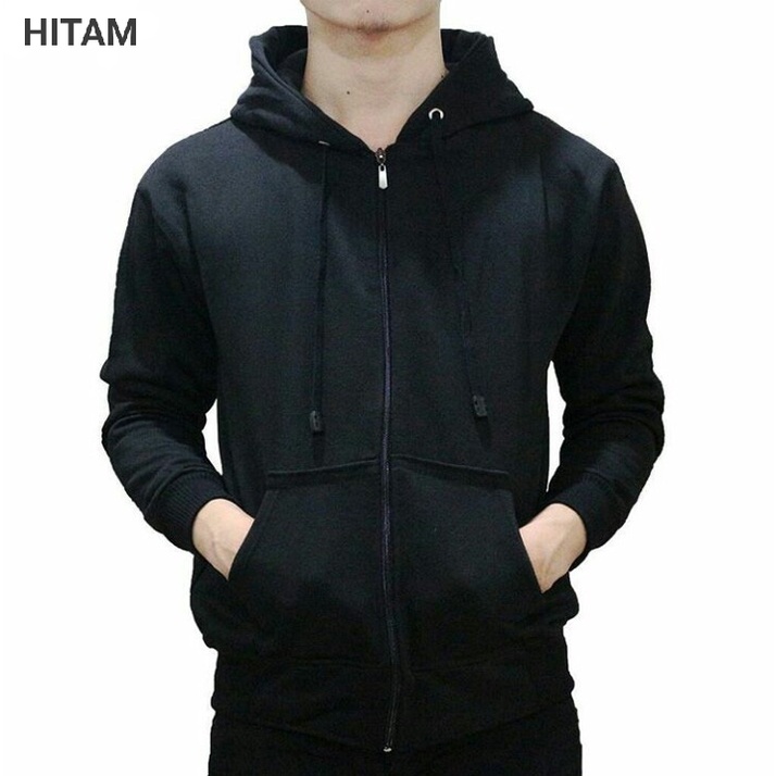 (promo) Jaket zipper polos L,XL,XXL abu muda pria wanita hoodie mjl store