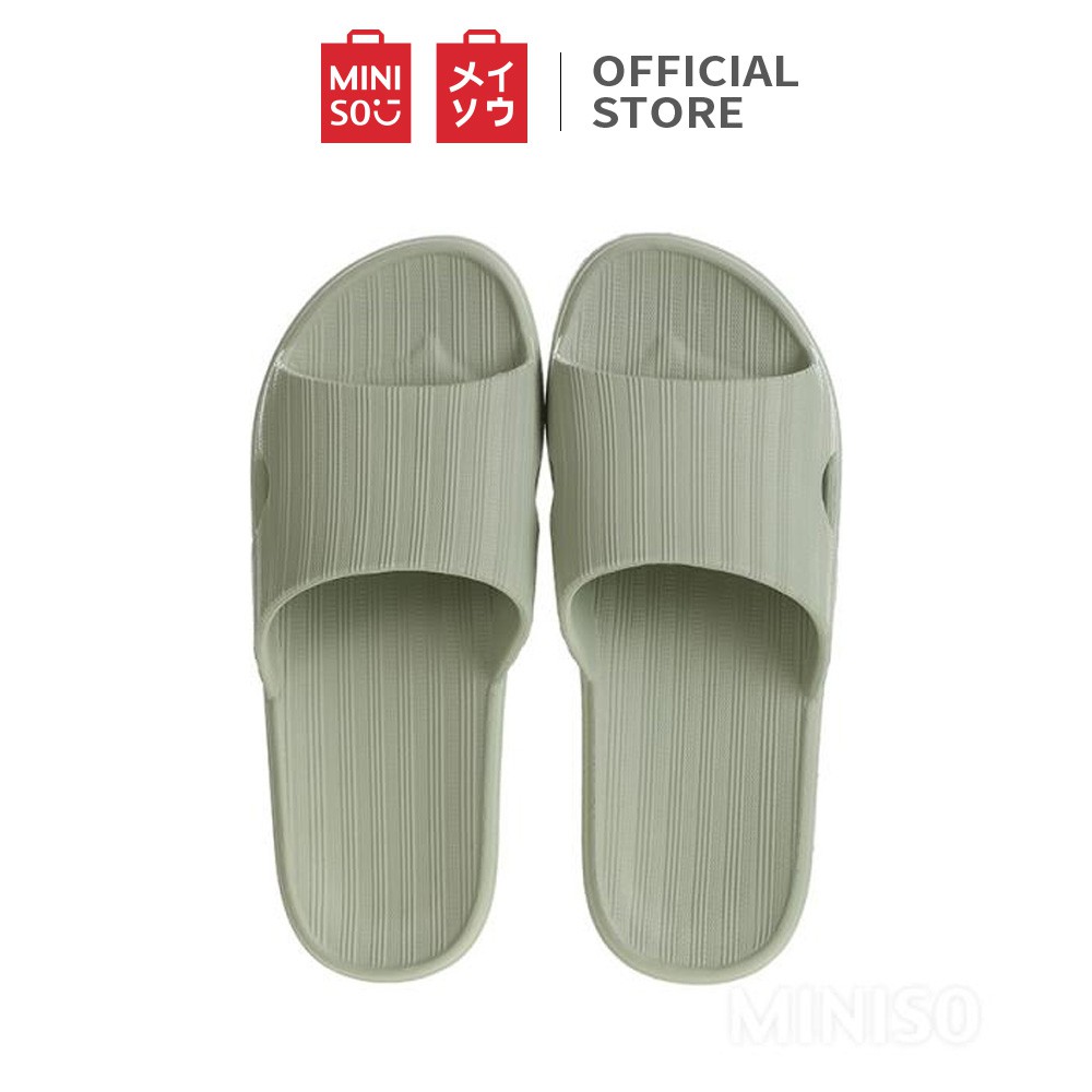 MINISO official flip flop Sandal kamar mandi wanita berbahan empuk kotak-kotak-N light green, 37-38