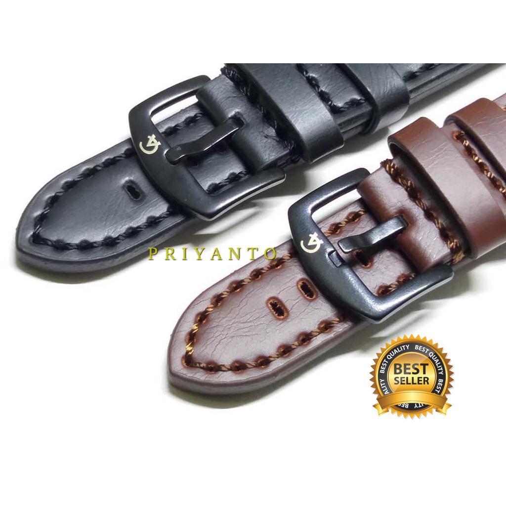 Tali Leathers Kulit Ac 20 22 24mm hitam Strap tali kulit Alexandre Christie 20 22 24mm hitam