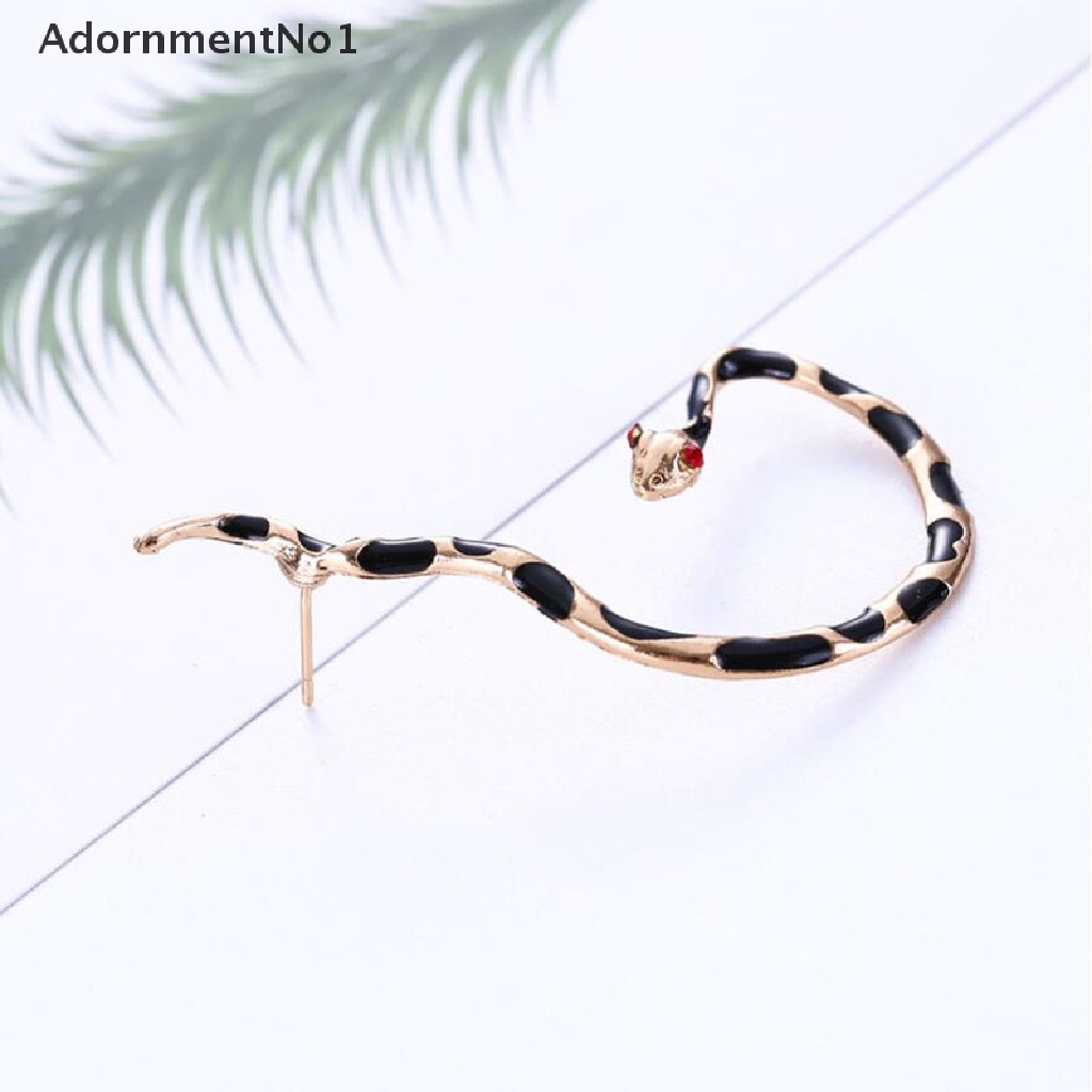 (AdornmentNo1) 1pc Anting Tusuk Enamel Bentuk Ular Mata Merah Untuk Wanita