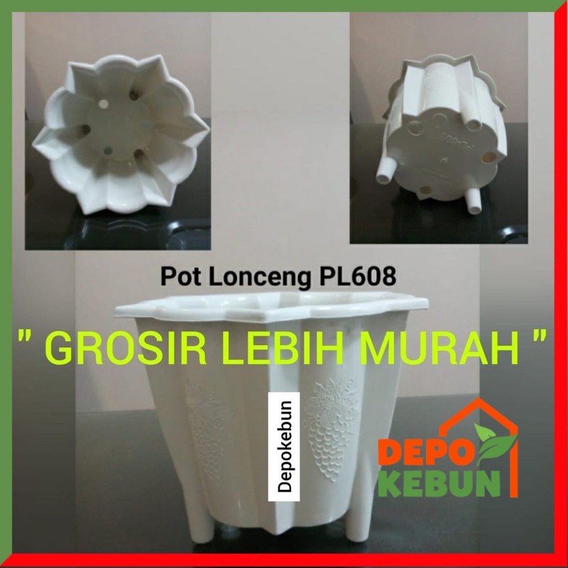 POT BUNGA PUTIH - POT LONCENG KECIL