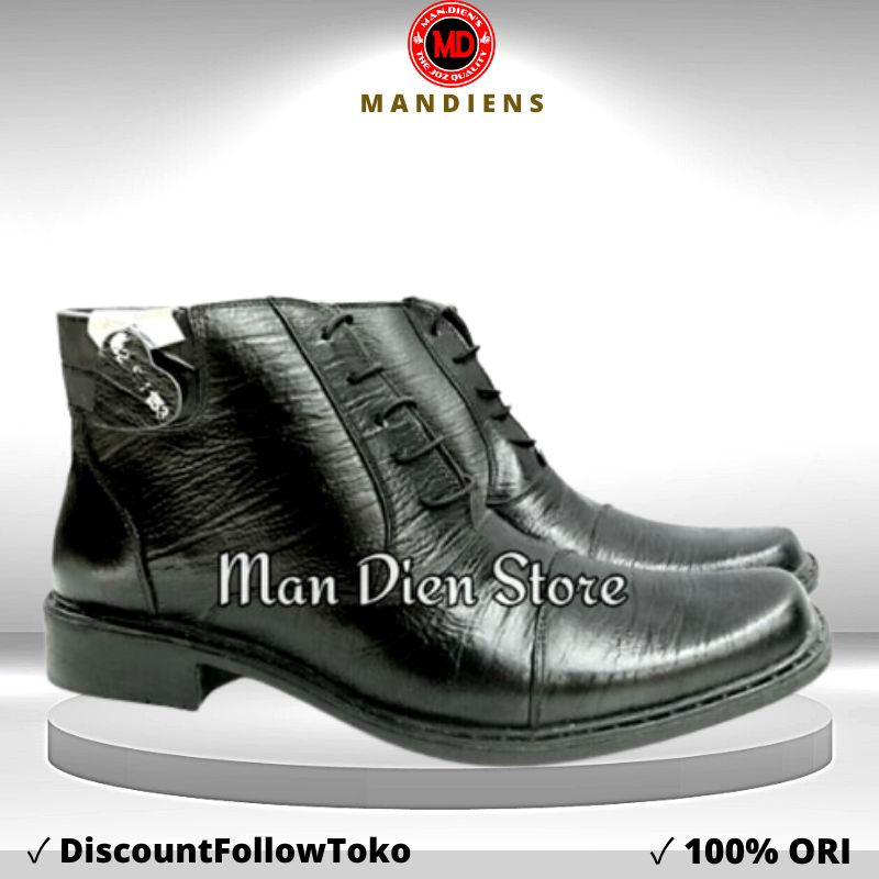 MANDIENS - SJ153-KY Sepatu Bots Kulit Sapi Asli PDH TNI POLRI Original Medali Export Quality