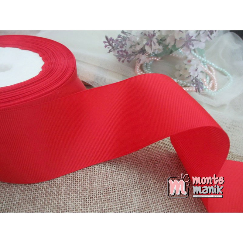 Pita Grosgrain Polos 4 cm Merah (PITA-0120)