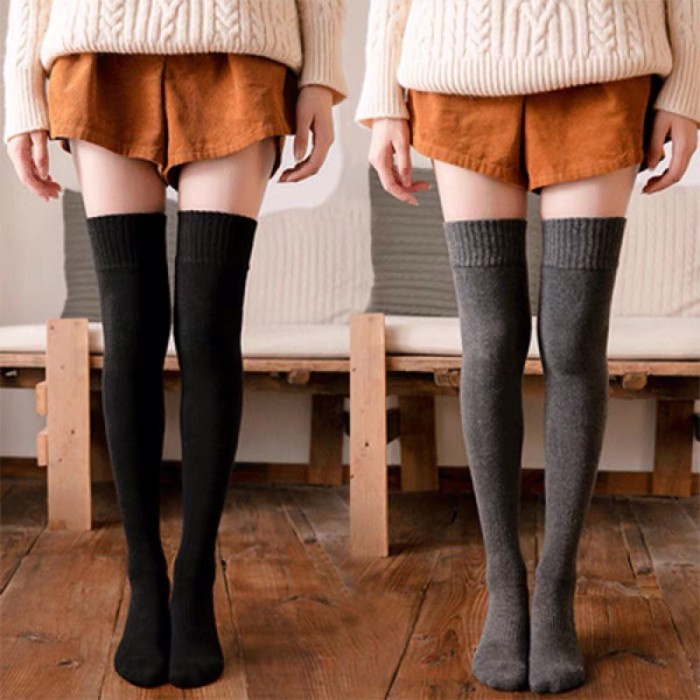 Kaos Kaki Selutut Rajut Hangat Overknee Socks Boots Socks